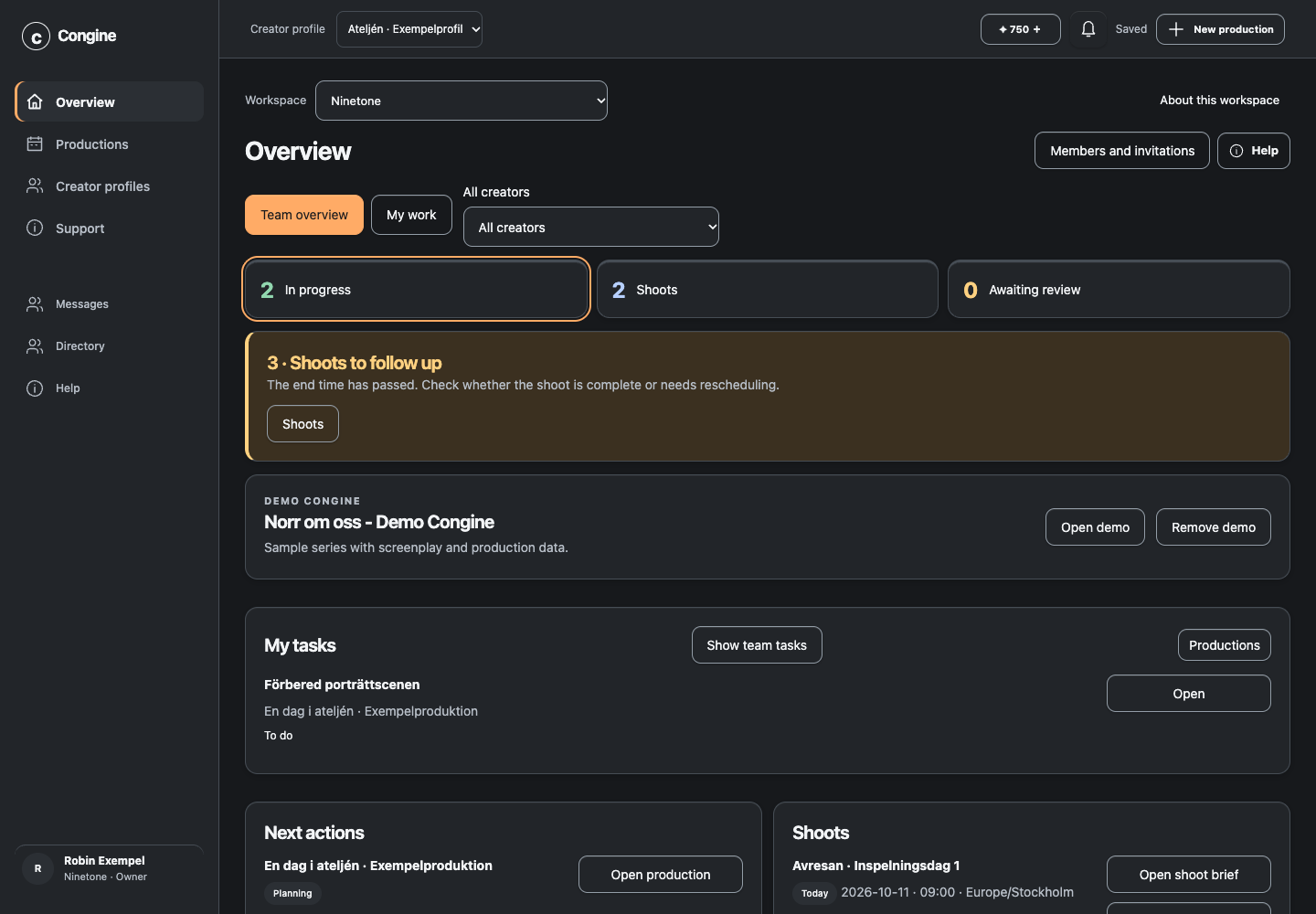 Screenshot of Congine’s Overview